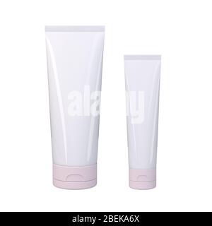 White cosmetics tubes isolated on a white background. 3d image Stock Photo