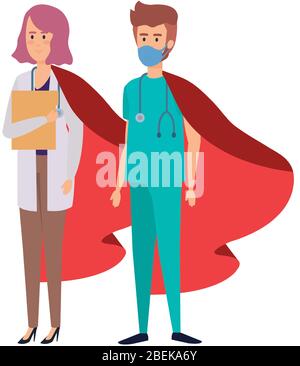 super doctor and paramedic with hero cloak Stock Vector Image & Art - Alamy