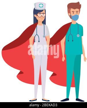super nurse and paramedic female with hero cloak Stock Vector Image ...