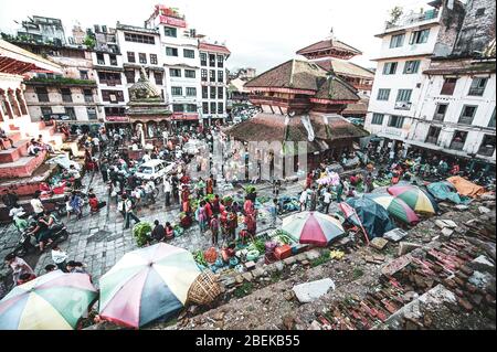 Kathmandu, Durbar Square nepalese life. Stock Photo