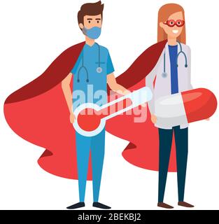 super doctor and paramedic with hero cloak Stock Vector Image & Art - Alamy