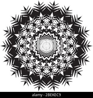 Vector illustration of an elaborative round geometric abstract pattern, inspired by snowflakes, isolated on white background Stock Vector