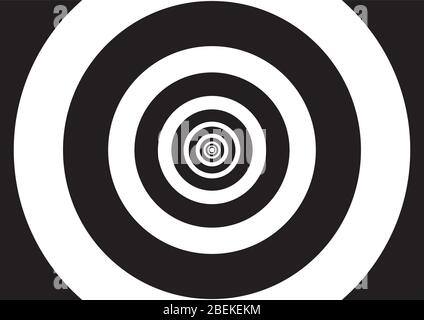 Vector illustration of black and white concentric circles with optical illusion effect, like a tunnel of lights Stock Vector