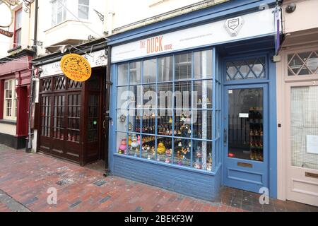 Brighton, UK. 14th April 2020. The Lanes in Brighton remain very quiet on Day 30 of the Lockdown in the United Kingdom. Credit: James Boardman/Alamy Live News Stock Photo