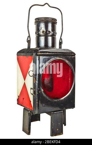 Vintage railway lantern isolated on a white background Stock Photo