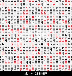 Red, gray and black numbers. Letters in random order on white Stock Vector