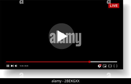 Video Player Template Design. Mockup live stream window, player. Social media concept. Vector illustration. EPS 10 Stock Vector