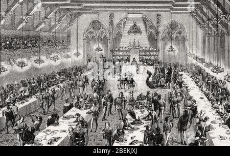 banquet, Paris, France, Middle Ages Stock Photo