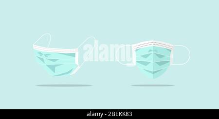 Breathing medical respiratory mask. Hospital or pollution protective face mask. Stock Vector