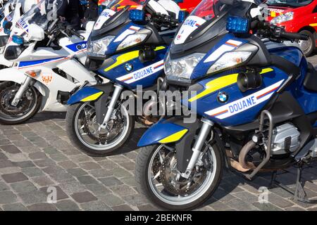 Bordeaux , Aquitaine / France - 03 30 2020 : french gendarmerie  National Police Motorbikes parked in street Stock Photo
