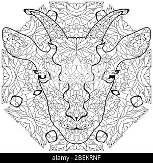 Zentangle goat head with mandala. Hand drawn decorative vector illustration for coloring Stock Vector