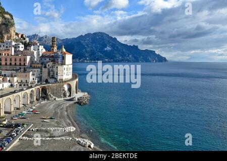 Panoramic view of the town of Atrani in Italy Stock Photo