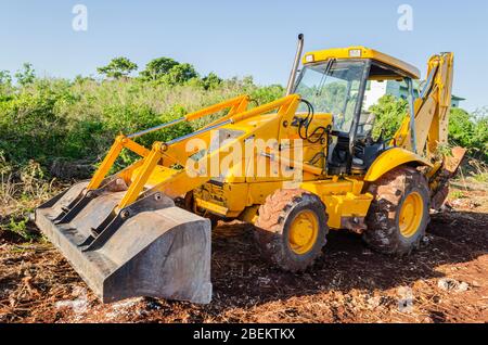 Loader Parked And Bucket Turn Down Stock Photo