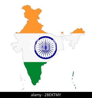 India map on white background with clipping path Stock Photo
