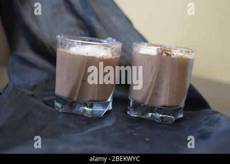 Chilled chocolate mousse with space to add text Stock Photo