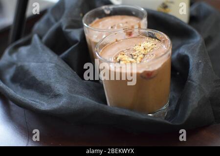 Chilled chocolate mousse with space to add text Stock Photo