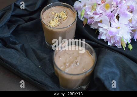 Chilled chocolate mousse with space to add text Stock Photo