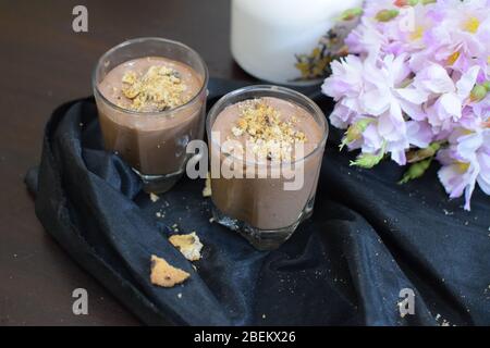 Chilled chocolate mousse with space to add text Stock Photo