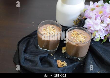 Chilled chocolate mousse with space to add text Stock Photo