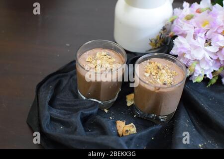 Chilled chocolate mousse with space to add text Stock Photo