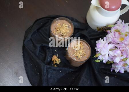 Chilled chocolate mousse with space to add text Stock Photo