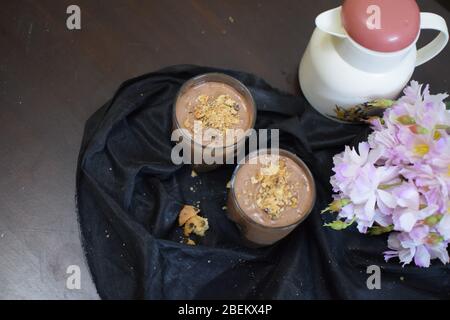 Chilled chocolate mousse with space to add text Stock Photo