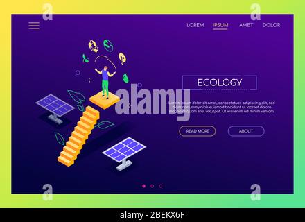 Ecology - modern colorful isometric vector web banner Stock Vector