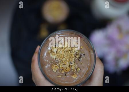 Chilled chocolate mousse with space to add text Stock Photo