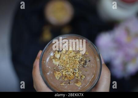 Chilled chocolate mousse with space to add text Stock Photo