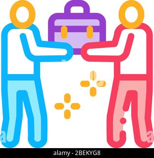 common work of two people icon vector outline illustration Stock Vector