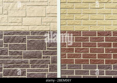 panels with stone texture. Coating for exterior design and building cladding closeup. geometric background for your design with copy space and place f Stock Photo