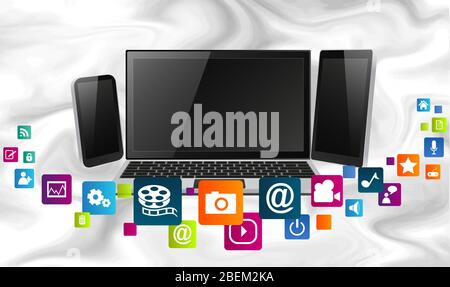 various applications are used in several electronic devices now days Stock Vector