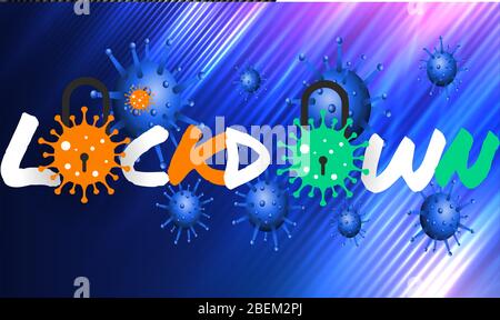 three color lock down on abstract background Stock Vector