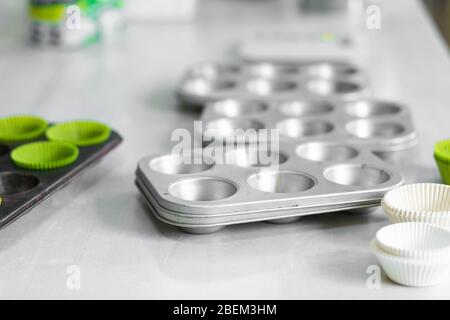 Cupcake baking dish. Professional cooking tools. Stock Photo