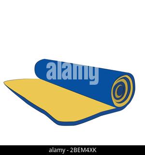 https://l450v.alamy.com/450v/2bem4xk/rolled-in-a-roll-of-camping-mat-isolated-on-white-background-cartoon-close-up-illustration-2bem4xk.jpg