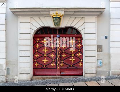 Portal of Baroque House at Neißstraße 19, Görlitz, Germany Stock Photo