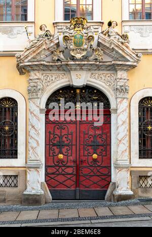 Portal of Baroque House at Neißstraße 30, Görlitz, Germany Stock Photo
