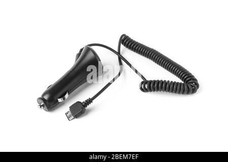 Car charger for gadgets isolated on white Stock Photo