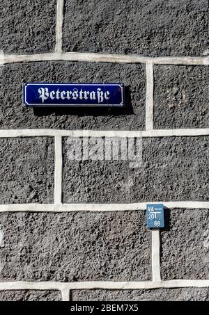 Peterstraße Street Name Sign on Renaissance facade, Görlitz (Goerlitz), Germany