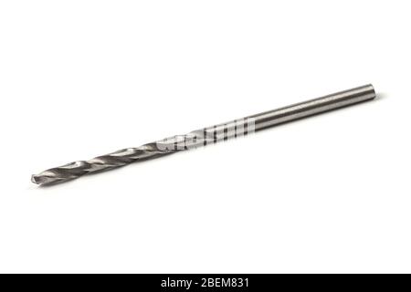 Metal drill closeup isolated on white background Stock Photo