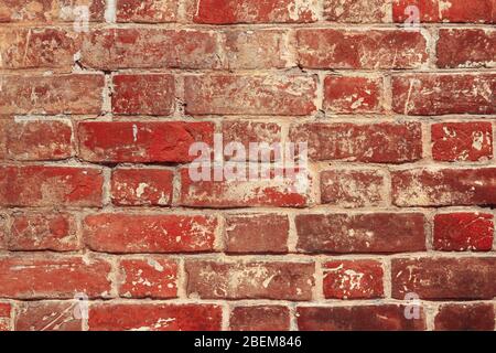 Old red brick masonry as a background close up Stock Photo