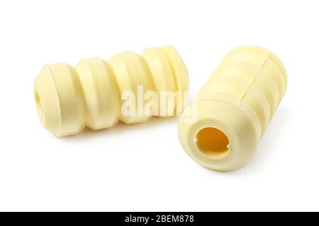 Rubber buffers for automobile shock absorbers isolated on white Stock Photo