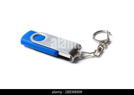 USB flash drive key ring isolated on white Stock Photo