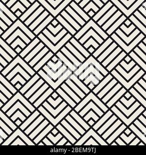 Abstract geometric pattern with stripes. Vector seamless background. Black and white linear lattice. Stock Vector
