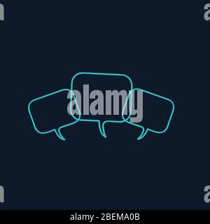 three linear overlapping speech bubbles. The pair of chat bubbles. Stock Vector illustration isolated on white background. Stock Vector