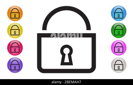 Lock Icon, flat outline style. Vector Illustration EPS 10 Stock Photo