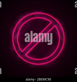 Not allowed sign. Neon glowing graphic design. Vector illustration Stock Vector