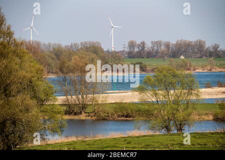 Landscape on the Rhine near Rees, Reeser Schanz, Lower Rhine, Germany, Stock Photo