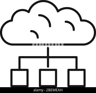 Cloud data hosting icon. Outline cloud data hosting vector icon for web design isolated on white background Stock Vector