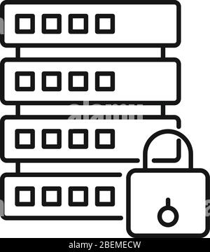 Secured server icon. Outline secured server vector icon for web design isolated on white background Stock Vector